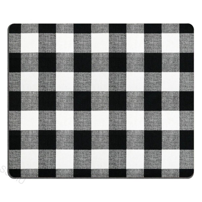 SSOIU Personalized Unique Design Oblong Shaped Mouse Pad Black and White Buffalo Plaids - Image 1